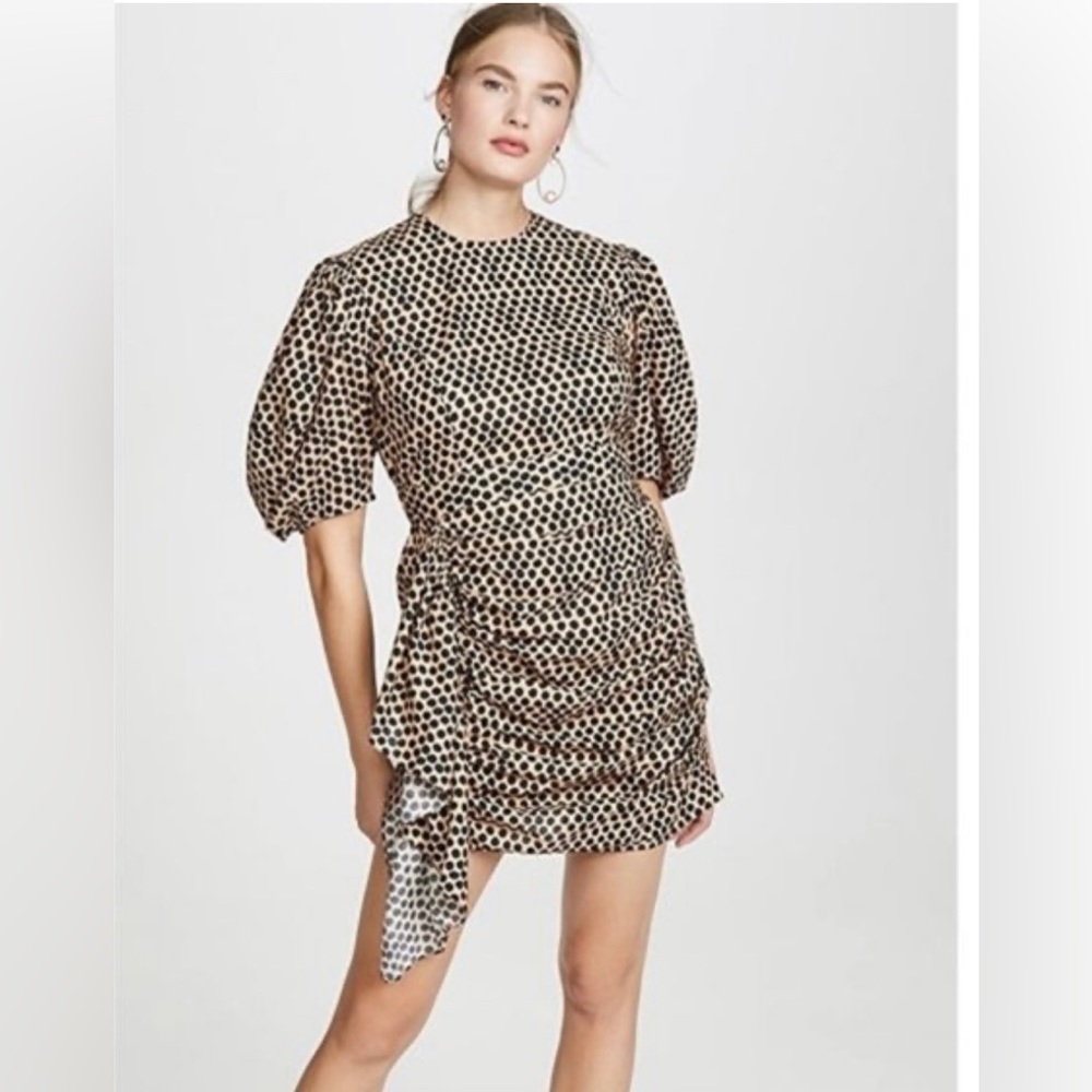 RHODE Pia Dress. Size Medium. Color Beige Black Dot